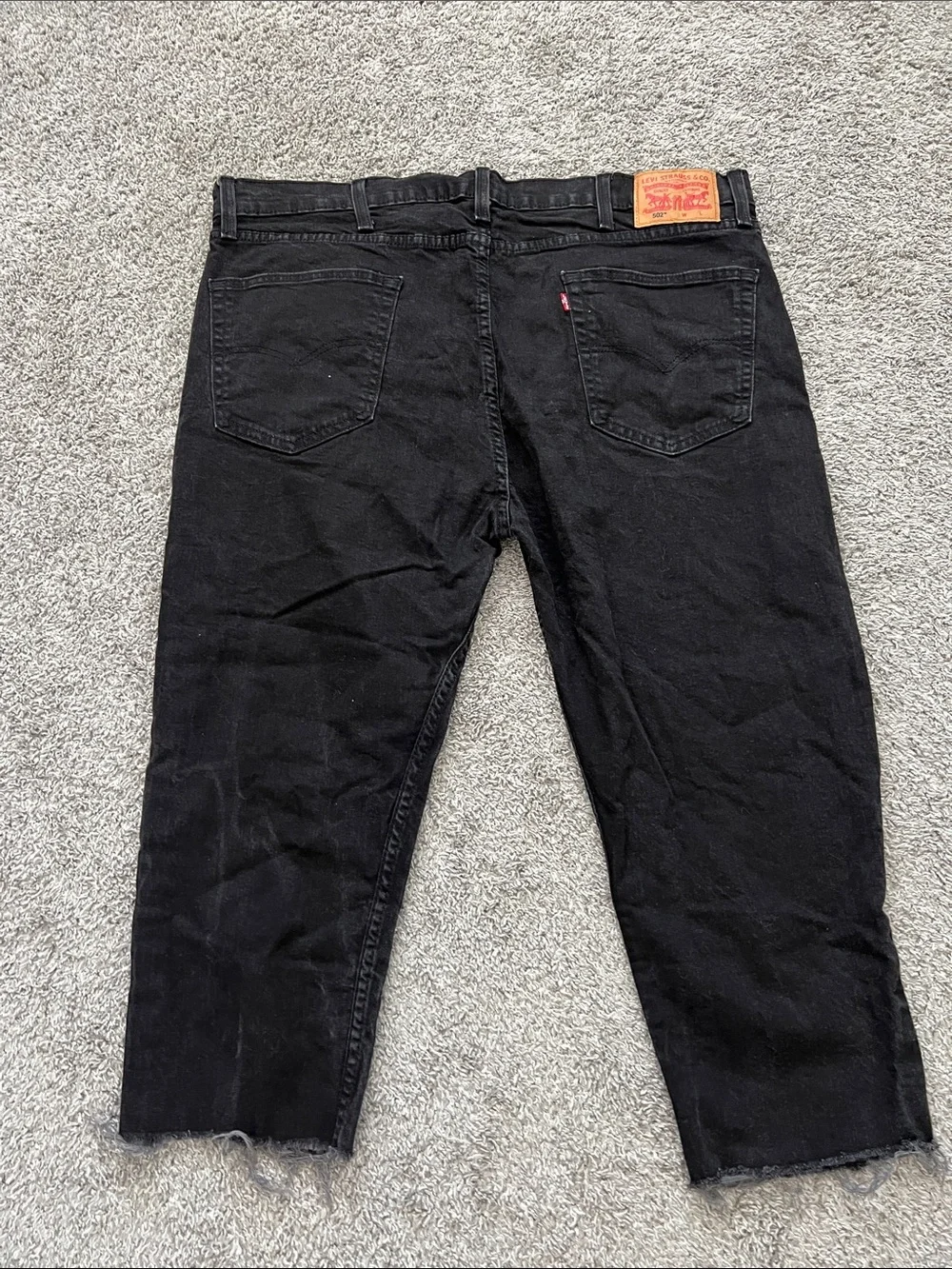 Levi’s 502 Black Men’s Custom Raw Hem Cropped Straight-Leg Stretch Jeans Size 42